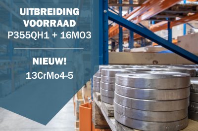 afbeelding Onze voorraad P355QH1 en 16Mo3 is aangevuld...en uitgebreid!